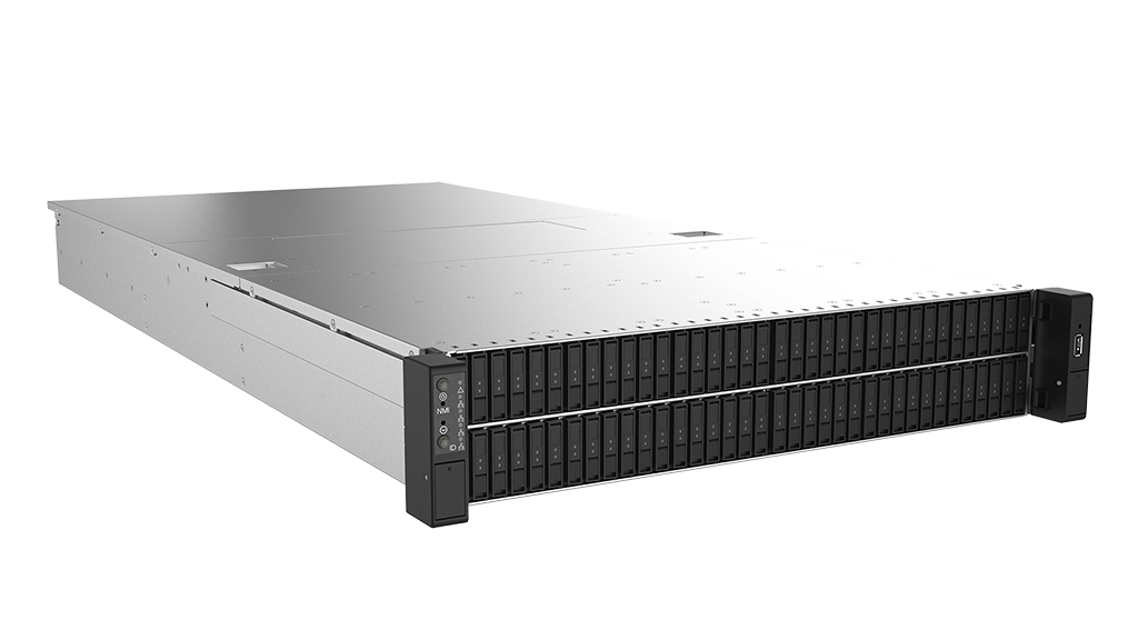 FlacheSAN2N108M-UN  2U with 108x hot-swappable Intel® EDSFF (E1.L) NVMe SSD bays